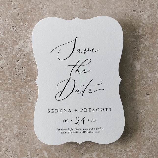 Delicate Black Calligraphy Wedding Save The Date (Creator Uploaded)
