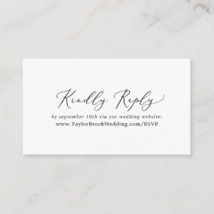 Delicate Black Calligraphy Wedding Website RSVP Enclosure Card
