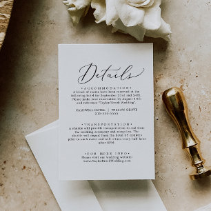 Delicate Black DIY Elegant Wedding Details Card