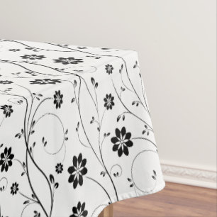 Delicate Black Flowers Tablecloth