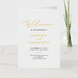 Delicate Black & Gold Foil Folded Wedding Program