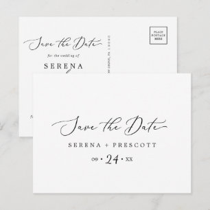 Delicate Black Horizontal Save the Date Postcard