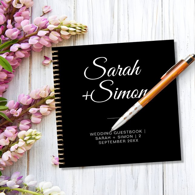 Delicate Black Modern Wedding Guest Notebook (Creator Uploaded)