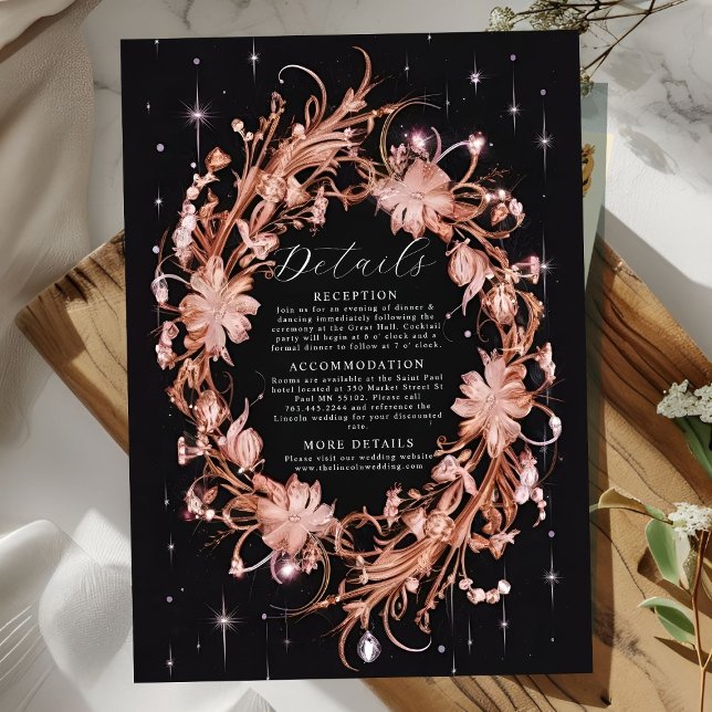 Delicate Black Ornate Floral Wedding Enclosure Card (Creator Uploaded)