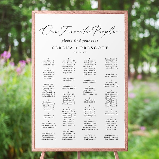 Delicate Black Our Favourite People Seating Chart (Creator Uploaded)