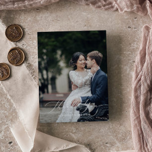 Delicate Black Photo Template Thank You Card