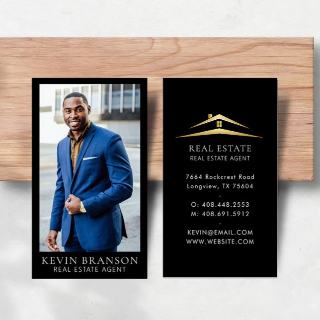 Delicate Black Professional Real Estate Business Card (Creator Uploaded)