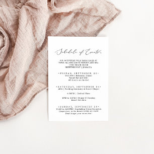 Delicate Black Wedding Weekend Schedule of Events Enclosure Card