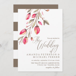 Delicate Bloom typography rustic wedding vertical Invitation