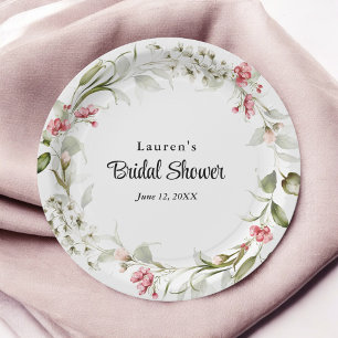 Delicate Blossoms Watercolor Floral Bridal Shower Paper Plate