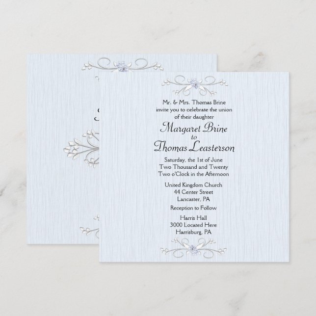 Delicate Blue 2 Wedding Invitation  (Front/Back)