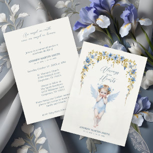 Delicate Blue Angel Condolence Remembrance Babies Invitation