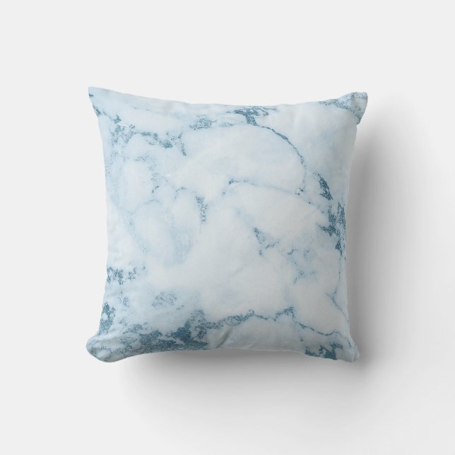 Delicate Blue Aquatic Frozen White Marble Vip Cushion (Front)
