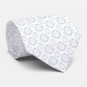 Delicate blue crests and roses neck tie