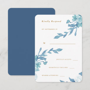 Delicate Blue Floral and Foliage Wedding Rsvp