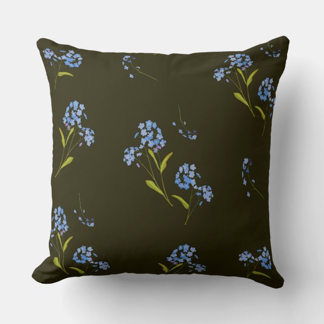 Delicate Blue Floral  Cushion (Front)