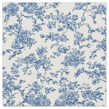 Delicate Blue Floral Toile Repeat