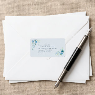 Delicate blue floral wedding address return label