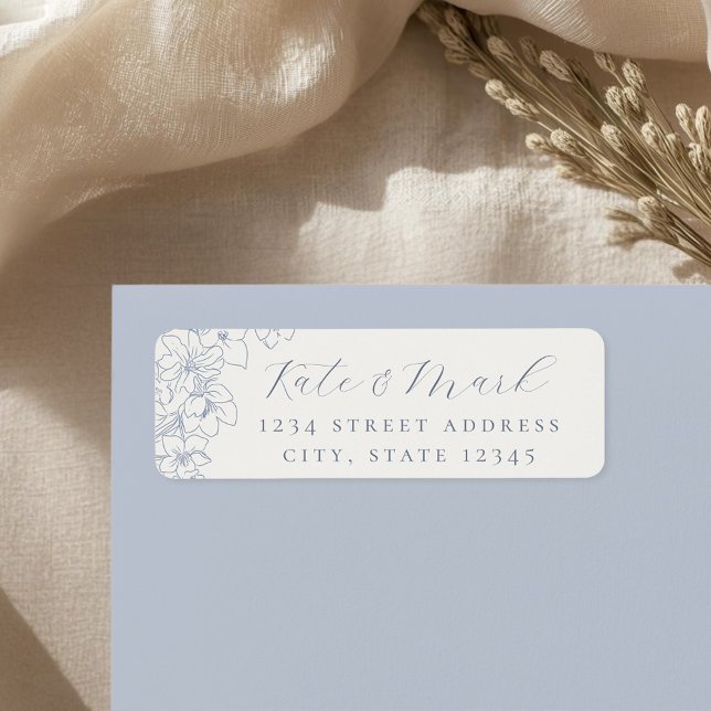 Delicate Blue Floral Wedding Return Address Labels (Creator Uploaded)