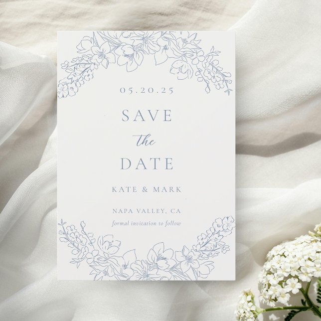 Delicate Blue Floral Wedding Save The Date (Creator Uploaded)