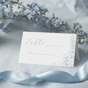 Delicate Blue Floral Wedding Table Place Card