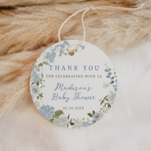Delicate Blue Floral Wreath Baby Shower Favour Tags