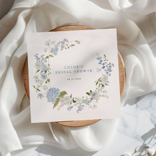 Delicate Blue Floral Wreath Bridal Shower Napkin
