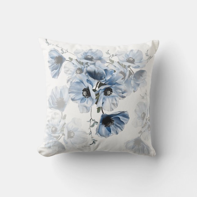 Delicate Blue Flowers Cushion (Front)