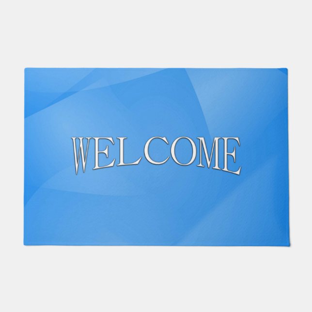 Delicate Blue Folds Welcome Doormat (Front)