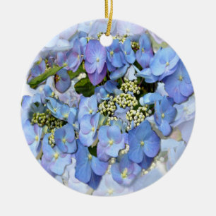 Delicate Blue Lacecap Hydrangea Ceramic Tree Decoration