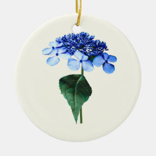 Delicate Blue Lacecap Hydrangea Ceramic Tree Decoration