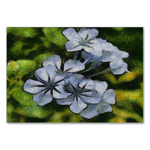 Delicate Blue Plumbago Blossom Painting Table Number