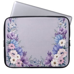 Delicate Blue, White, Pink and Purple Summer Bloom Laptop Sleeve