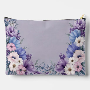 Delicate Blue, White, Pink & Purple Summer Blooms Accessory Pouch