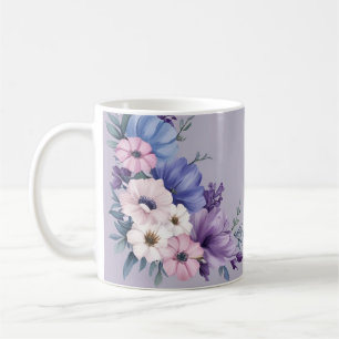 Delicate Blue, White, Pink & Purple Summer Blooms Coffee Mug
