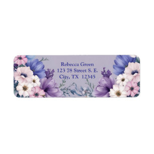 Delicate Blue, White, Pink & Purple Summer Blooms Return Address Label