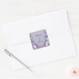 Delicate Blue, White, Pink & Purple Summer Blooms Square Sticker