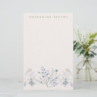 Delicate Blue Wildflower Border  Stationery