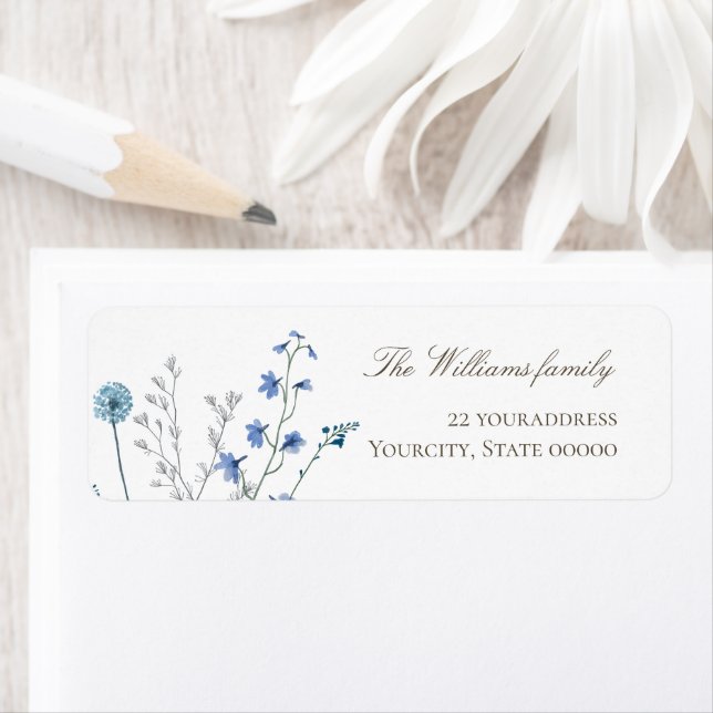 delicate blue wildflowers Return Address Label (Insitu)