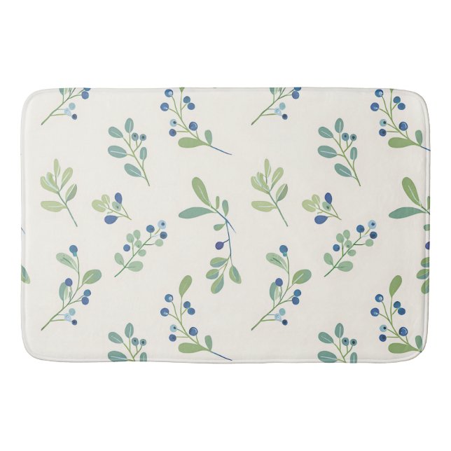 Delicate Blueberry Eucalyptus Pattern Bath Mat (Front)