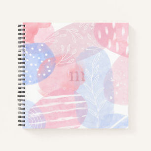 Delicate Blush and Blue Abstract Watercolor Shapes Notebook
