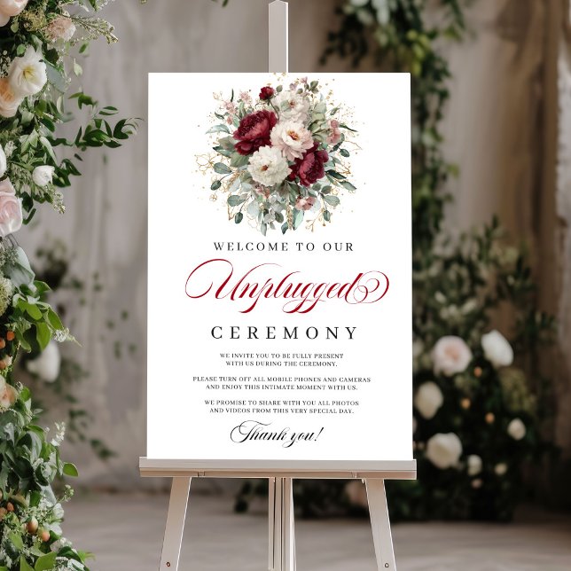 Delicate Blush Burgundy Unplugged Ceremony Poster (Delicate Blush Burgundy Unplugged Ceremony)
