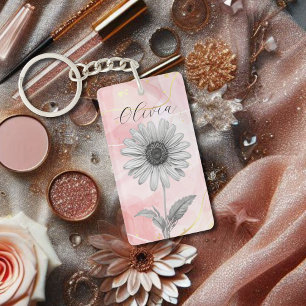 Delicate Blush Pink Daisy Flower Key Ring