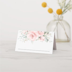 Delicate Blush Pink Floral Wedding Guest Name  Place Card