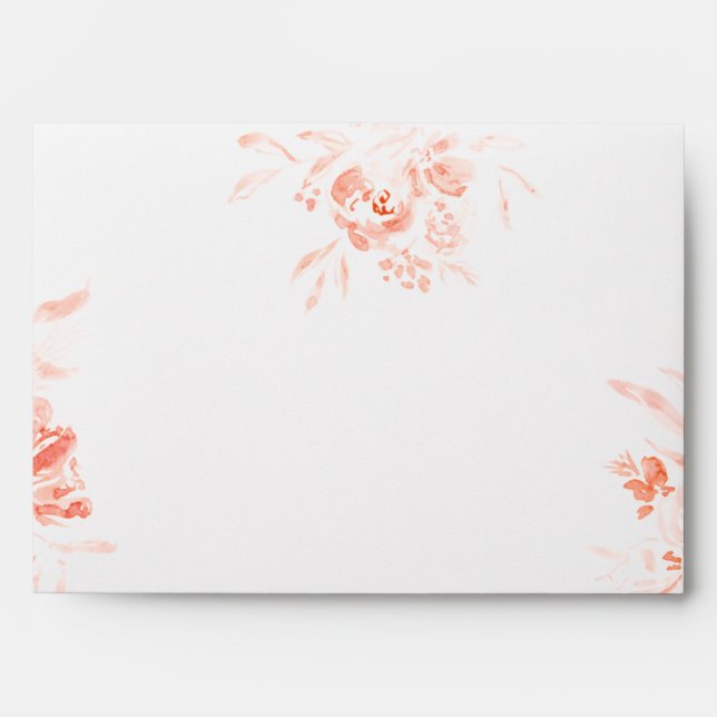 Delicate Blush Watercolor Flower Design Envelope (Front)