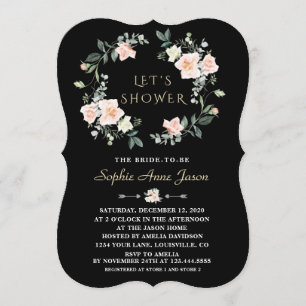 Delicate Blush White Flowers Wreath Bridal Shower Invitation