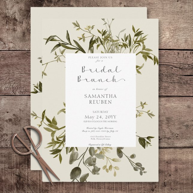 Delicate Boho Greenery Bridal Brunch Invitation (Delicate Boho Greenery Bridal Brunch Invitation)