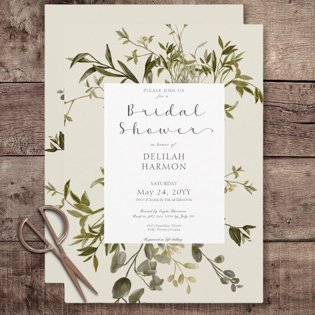 Delicate Boho Greenery Bridal Shower Invitation (Delicate Boho Greenery Bridal Shower Invitation)