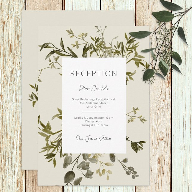 Delicate Boho Greenery Wedding Reception  Enclosure Card (Creator Uploaded)