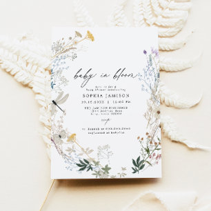 Delicate Boho Wildflower Baby in Bloom Baby Shower Invitation